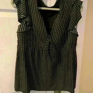 Lane Bryant Cacique Swim Sz 14 swim top Tankini Black White Polka Dot NWT